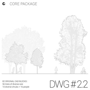 DWG 2.2 Core Package — 82 CAD blocks for architecture and landscape design, ready for AutoCAD