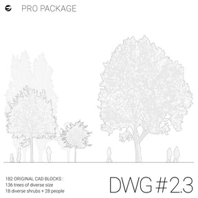 DWG 2.3 Pro Package — 182 CAD tree blocks for architecture and landscape design, DWG for AutoCAD