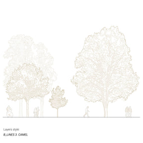 Hand-drawn CAD tree blocks — detailed tree drawings for architectural sections, DWG for AutoCAD