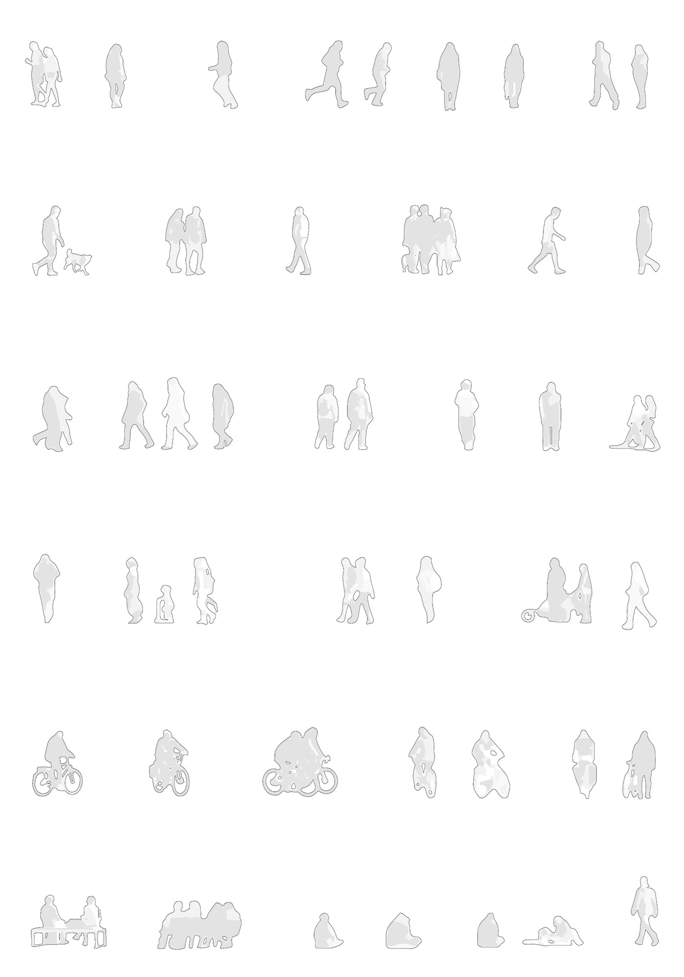 CAD people and scale figures — human silhouettes DWG for architectural sections and elevations