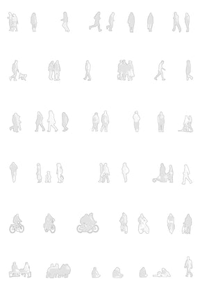 CAD people and scale figures — human silhouettes DWG for architectural sections and elevations