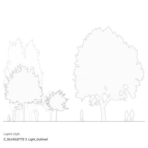 CAD tree line drawings. Blocks for architectural sections, DWG for AutoCAD 