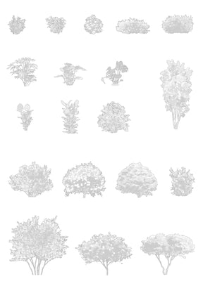 Diverse CAD shrub blocks — detailed DWG files for architecture and landscape