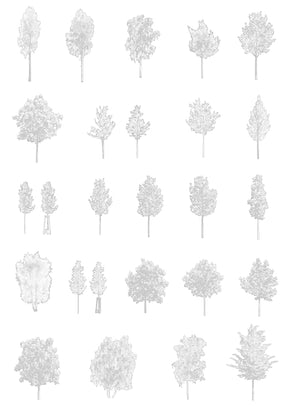 Small tree CAD blocks — diverse DWG files for architectural elevations and landscape drawings