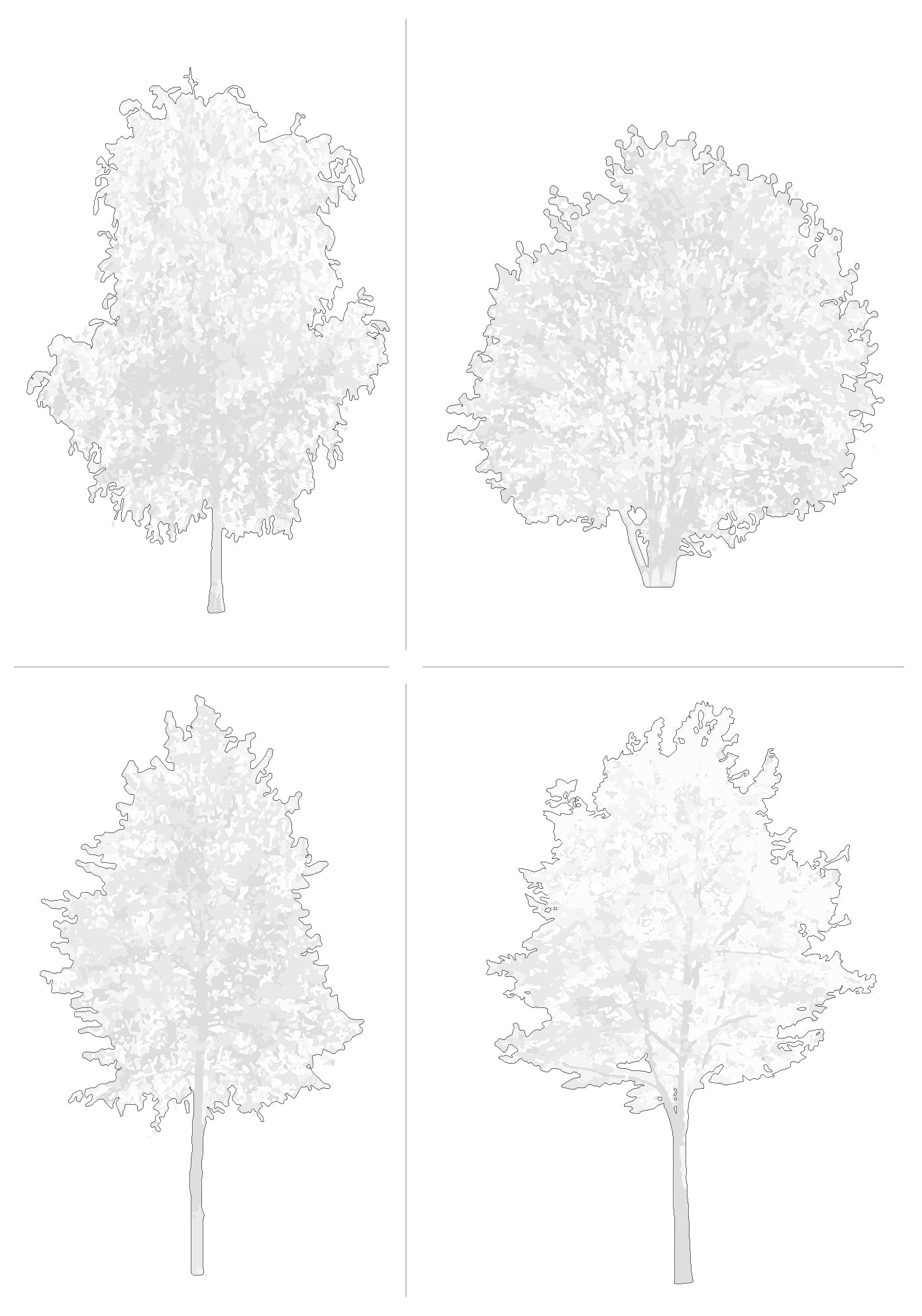 CAD tree blocks — diverse tree library for AutoCAD architectural drawings and sections