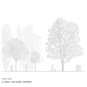CAD tree blocks in section — trees and people DWG for architectural drawings