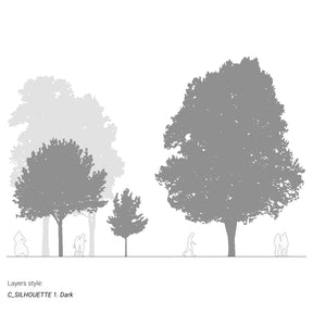 CAD tree blocks in section — vectorial drawing for architectural elevations, DWG