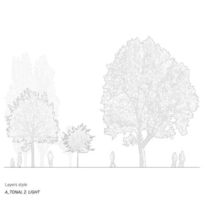 CAD trees and people in architectural drawing — DWG blocks for sections and elevations