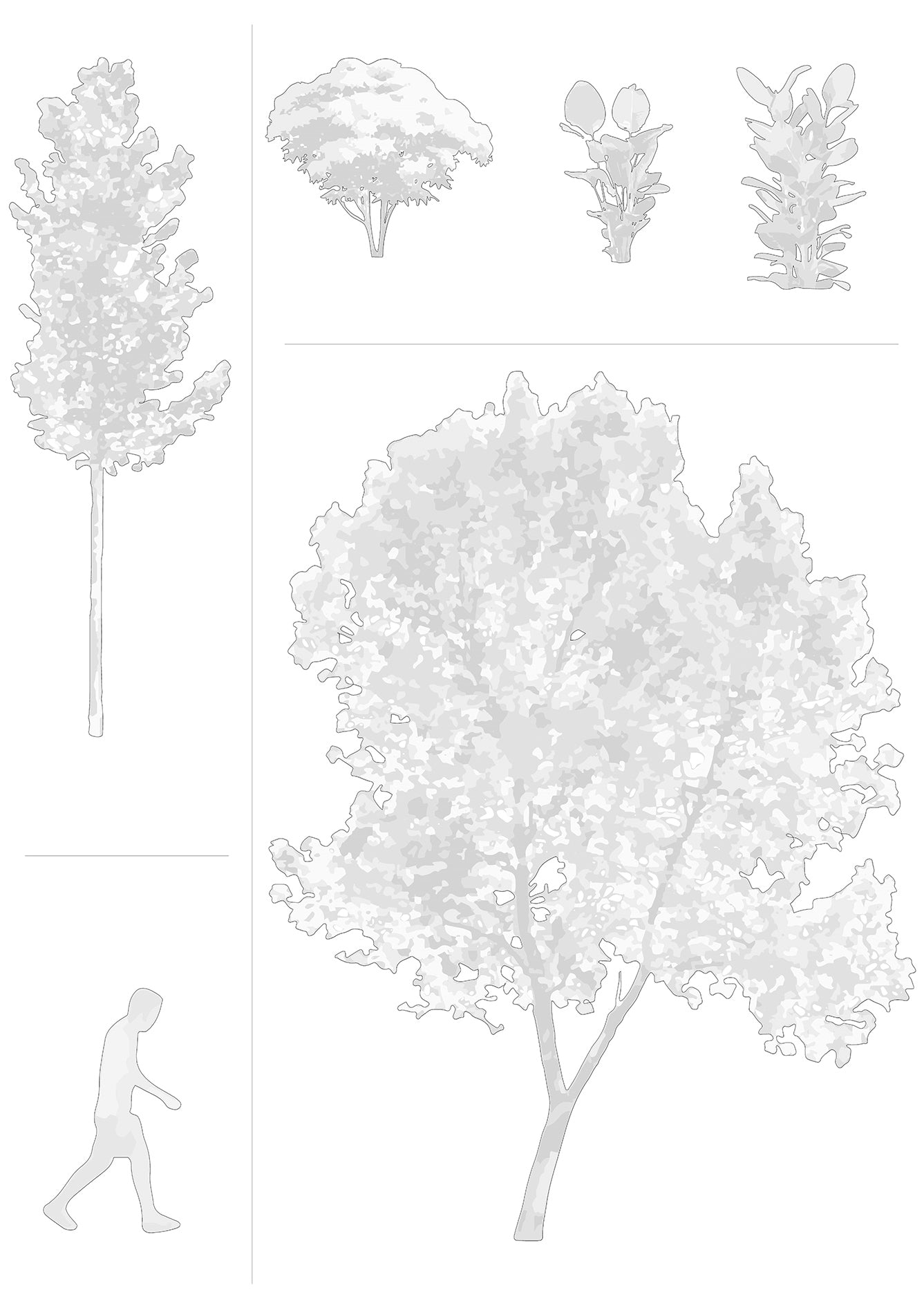 CAD trees, shrubs and people in architectural drawing — complete entourage DWG for AutoCAD