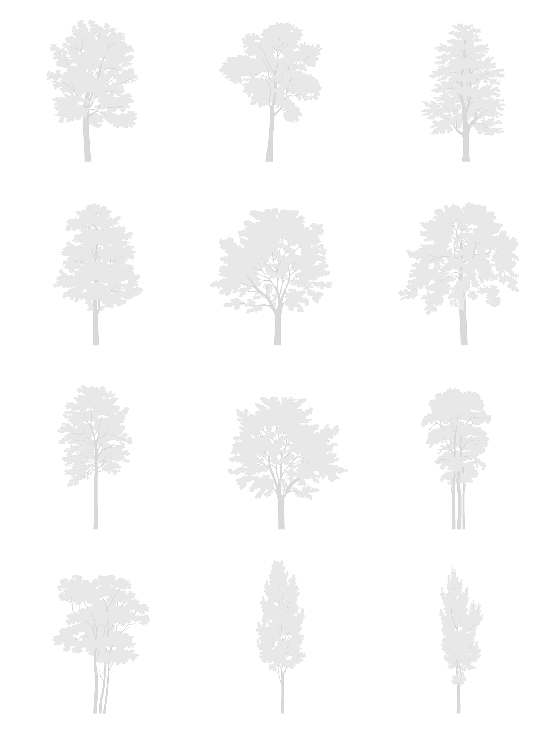 I.II. DWG Vectorial Trees -  Medium Trees Pack - cutout trees