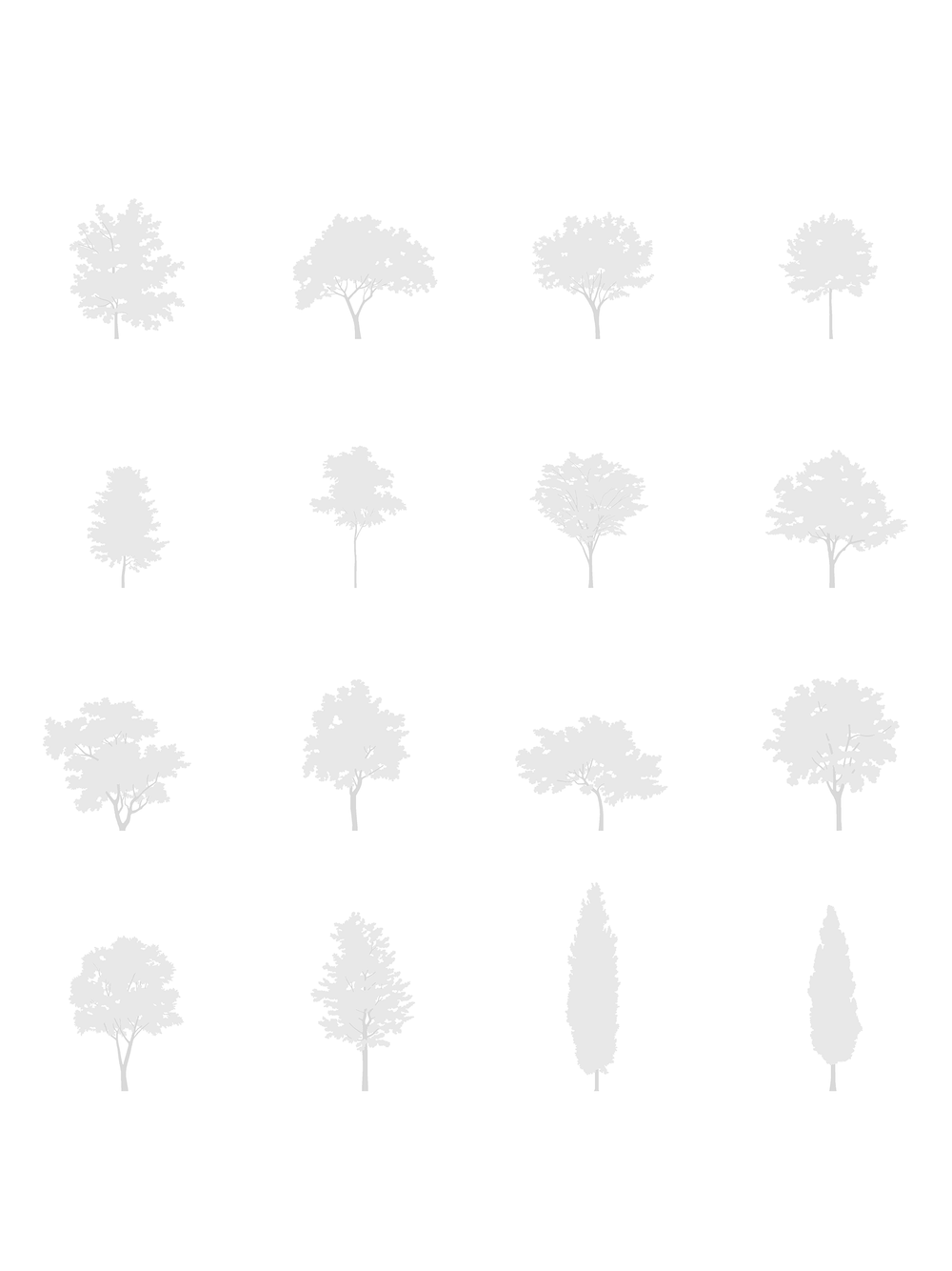 Small Trees CAD Blocks DWG — 16 Tree Elevations for Architecture ...